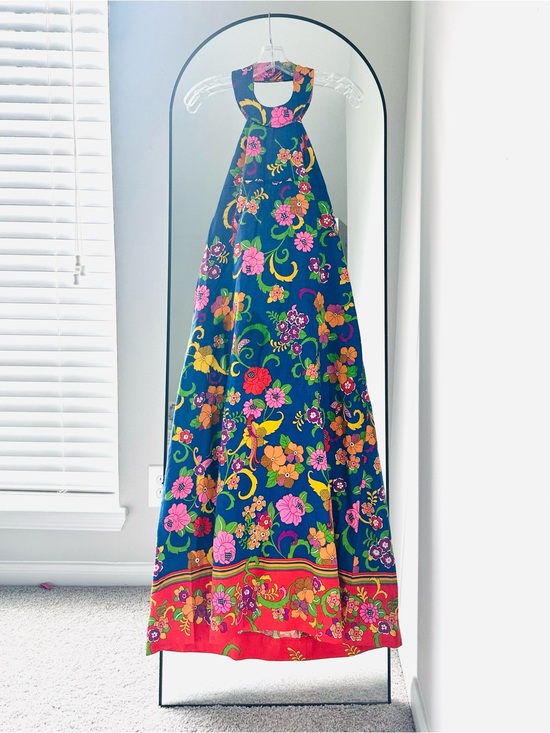 Vintage Dresses & Skirts - Vintage 60s Colorful Psychedelic Mod Floral Print Summer Maxi Dress